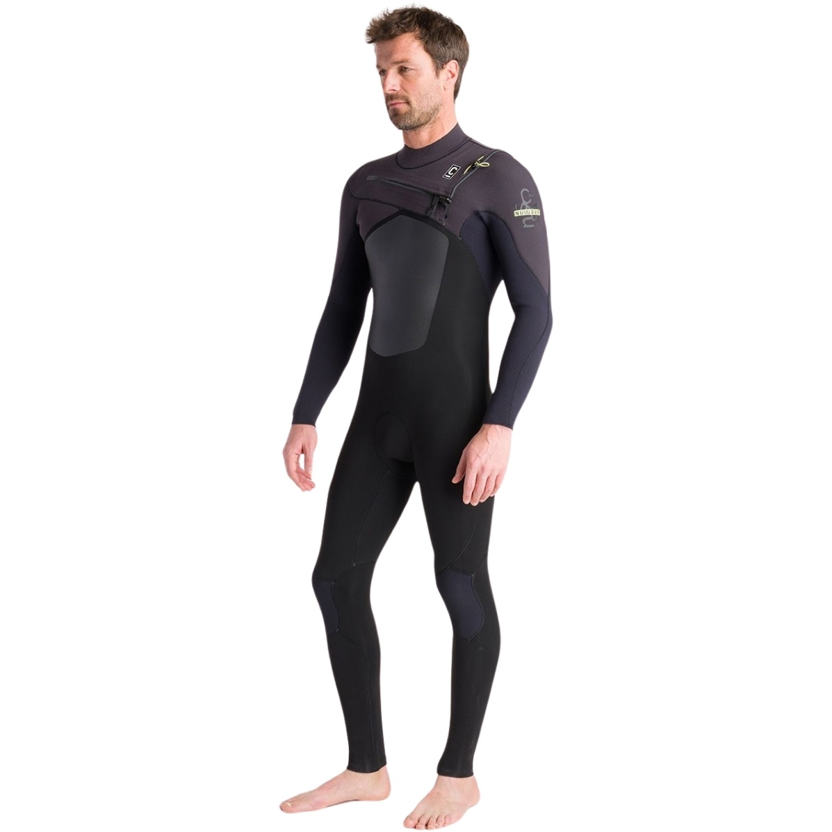 2026 C-Skins Mens NuWave ReWired 4/3mm Chest Zip Wetsuit C-NRW43MCZ - Black / Black x / Meteor